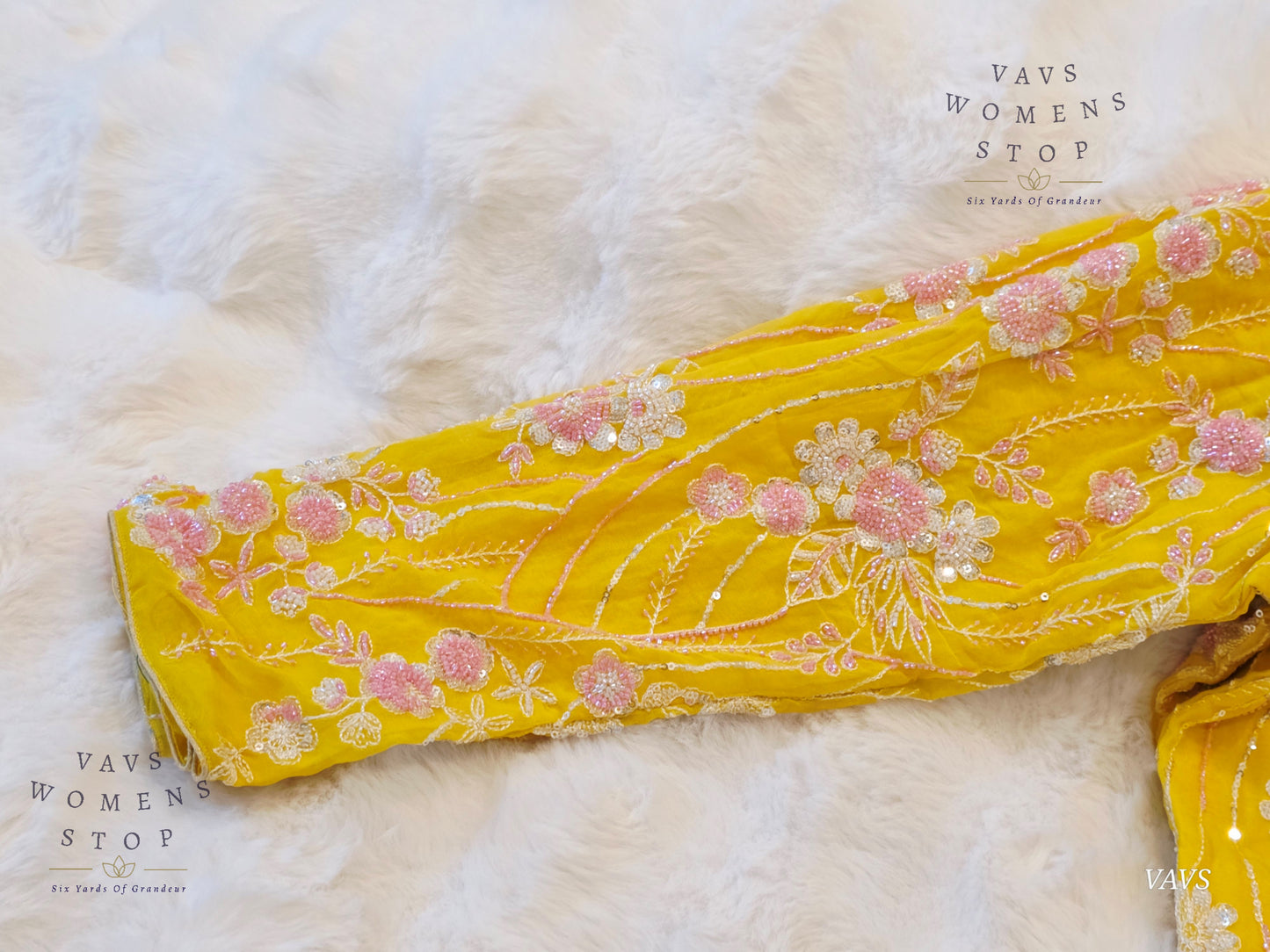 Yellow Full-Sleeve Party Wear Blouse