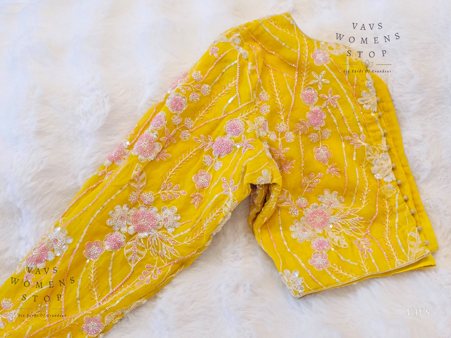 Yellow Full-Sleeve Party Wear Blouse