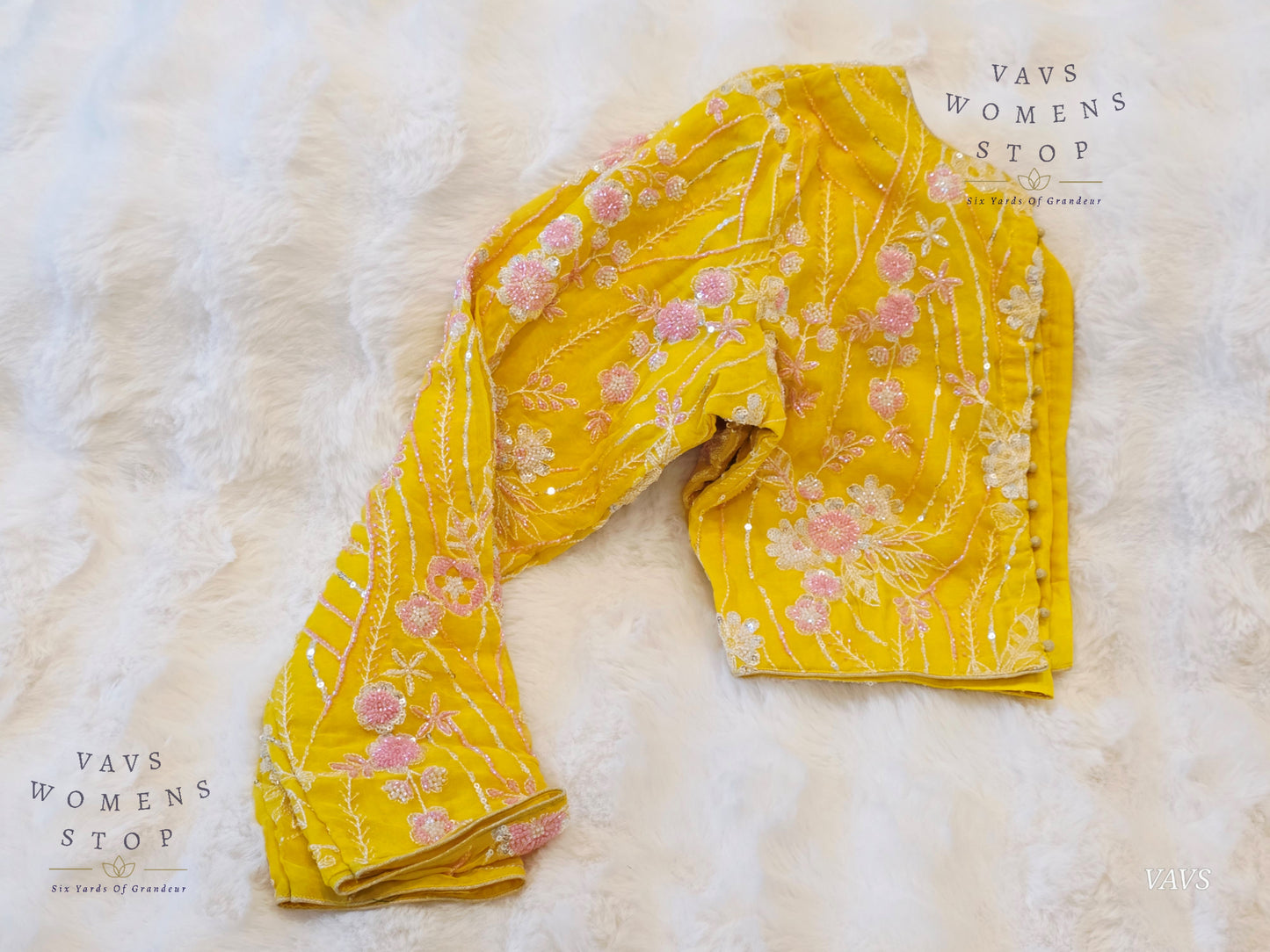 Yellow Full-Sleeve Party Wear Blouse