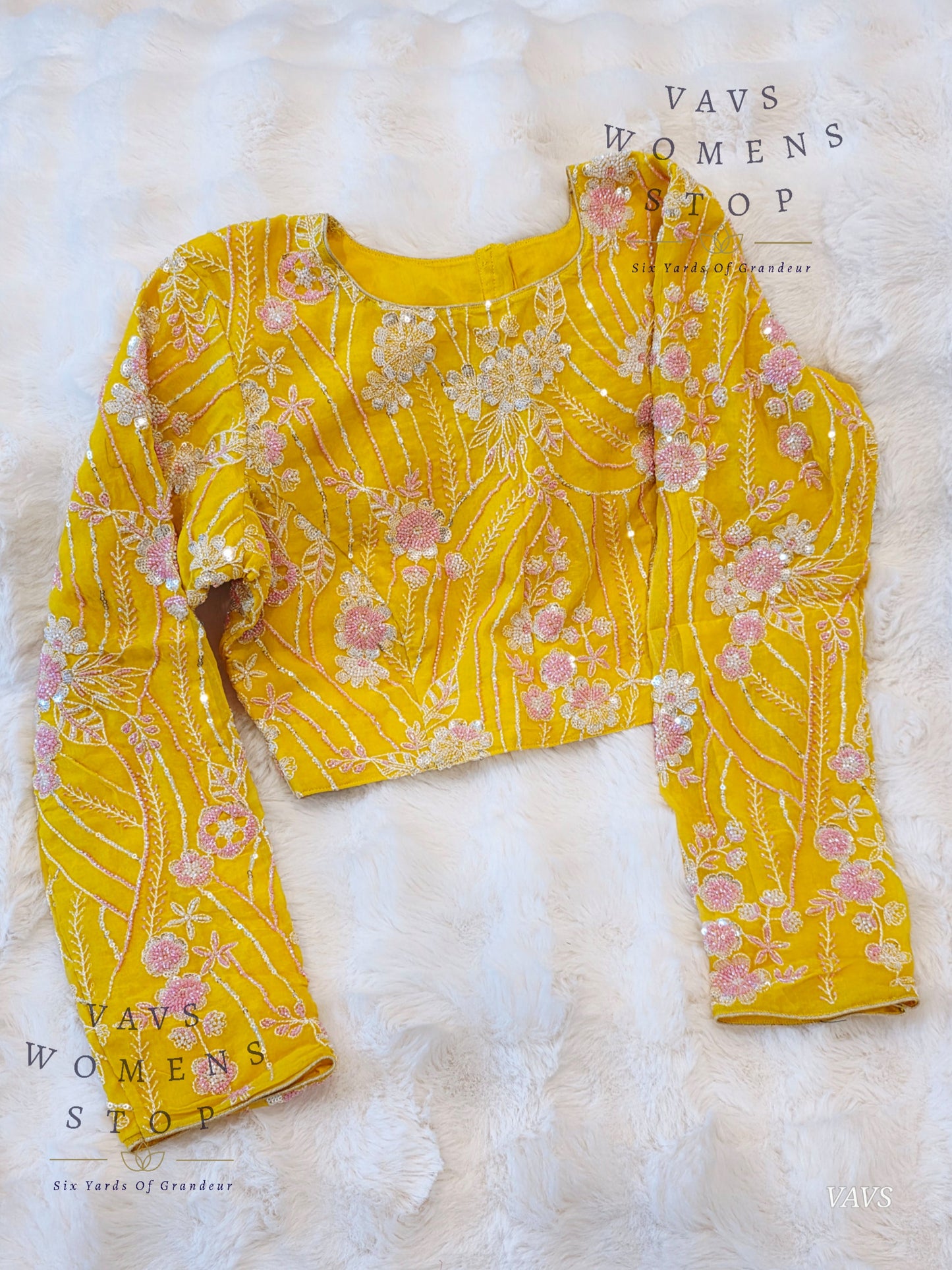 Yellow Full-Sleeve Party Wear Blouse