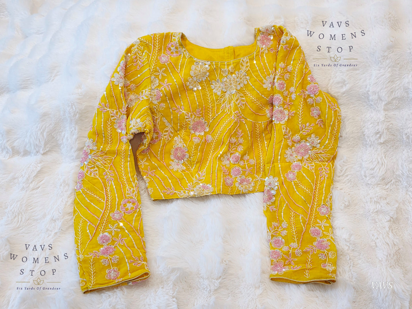 Yellow Full-Sleeve Party Wear Blouse