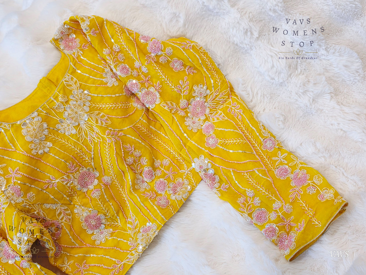Yellow Full-Sleeve Party Wear Blouse