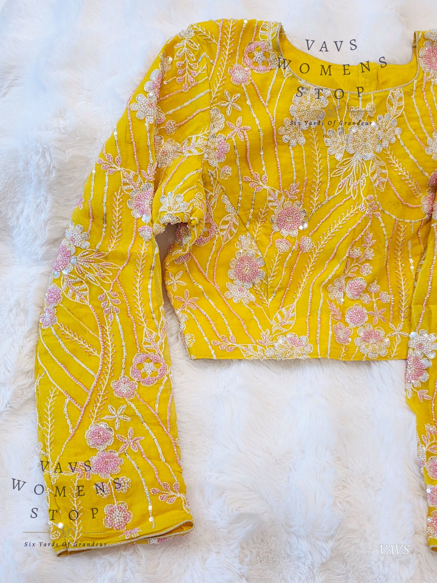 Yellow Full-Sleeve Party Wear Blouse