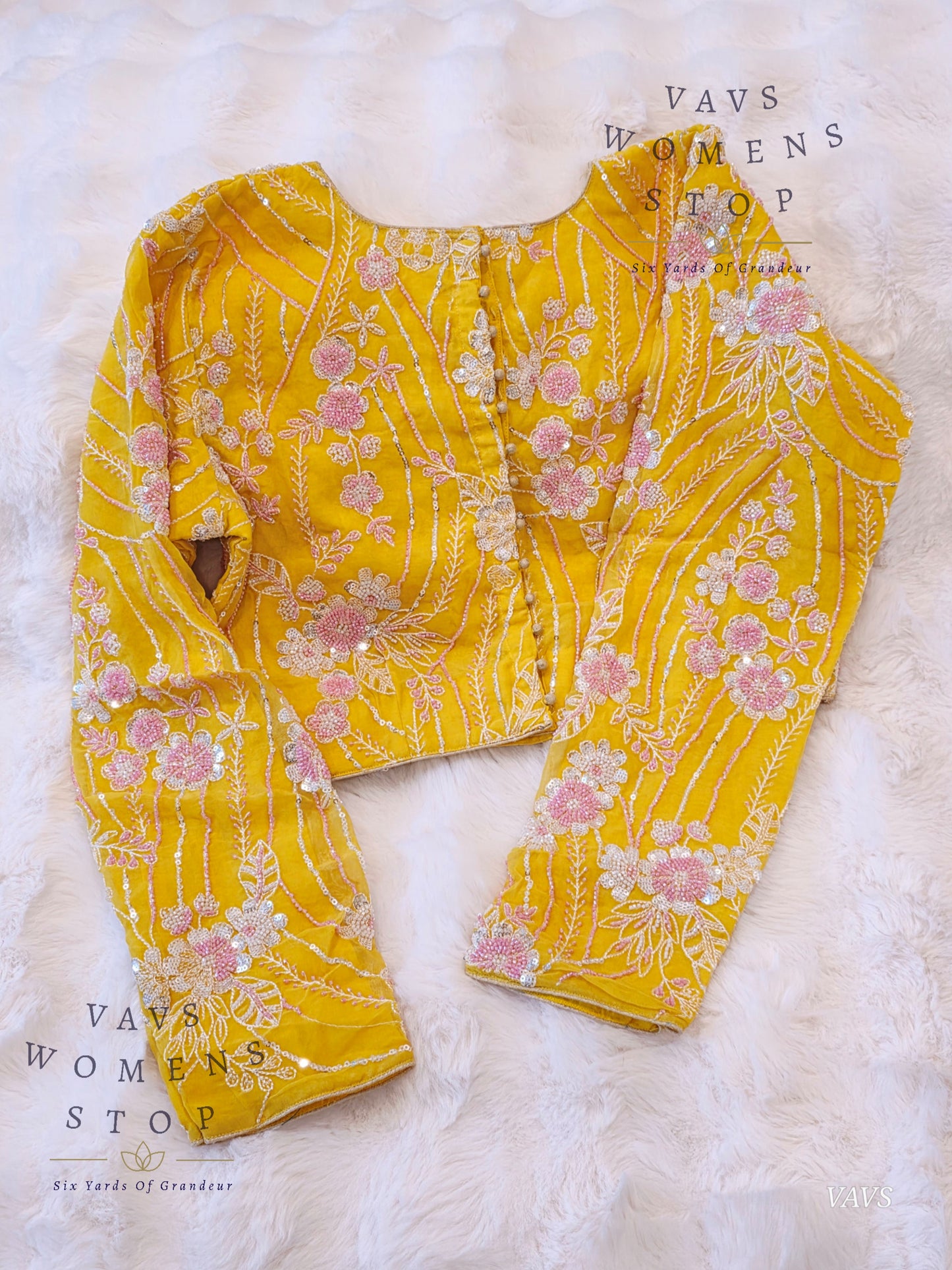 Yellow Full-Sleeve Party Wear Blouse