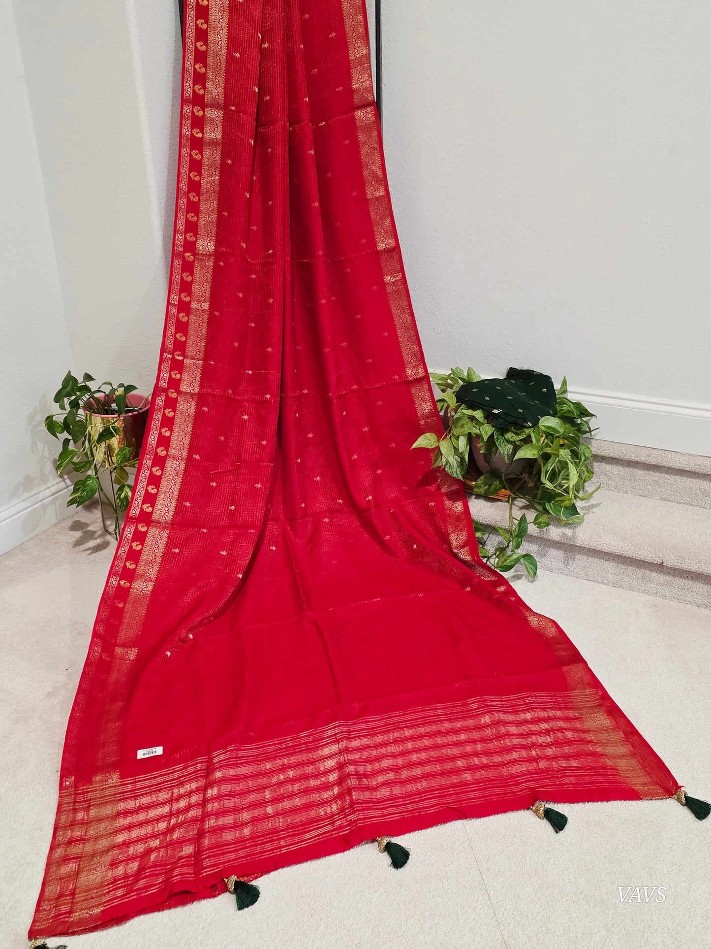 Red Shade Designer Munga Georgette Saree