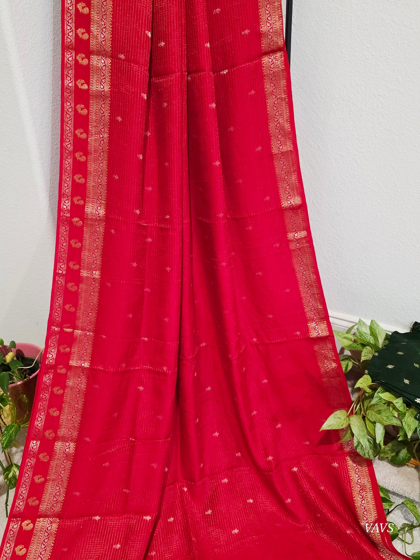 Red Shade Designer Munga Georgette Saree