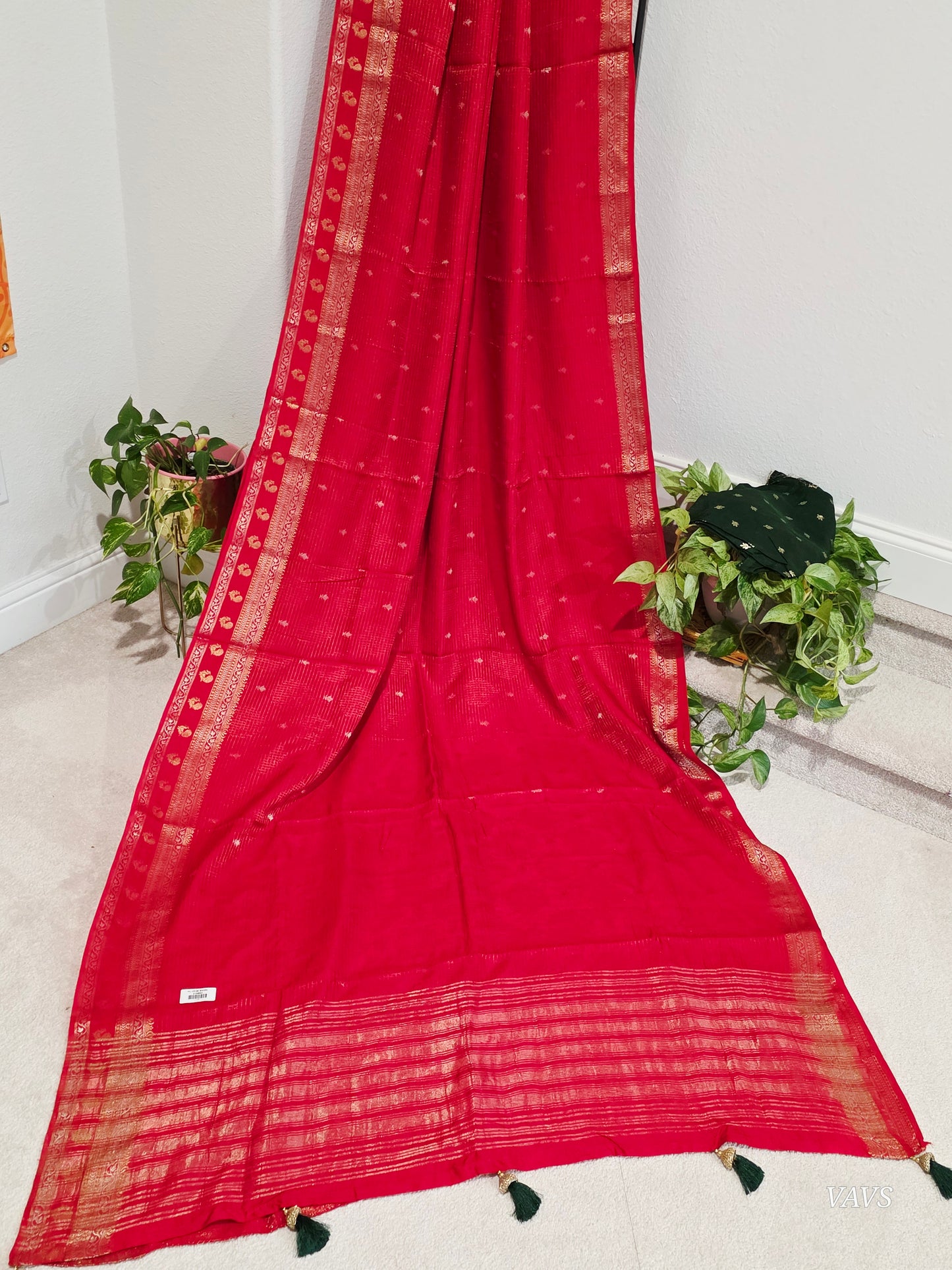 Red Shade Designer Munga Georgette Saree