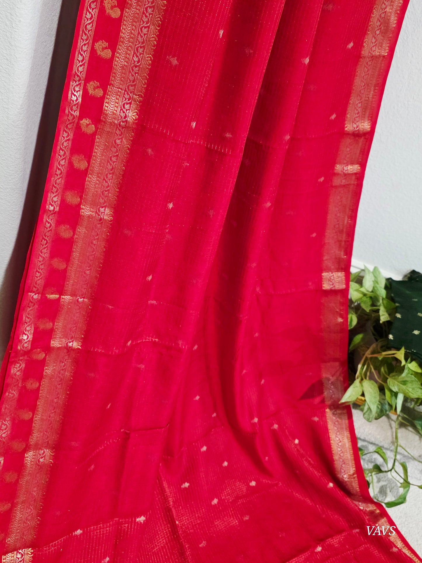 Red Shade Designer Munga Georgette Saree