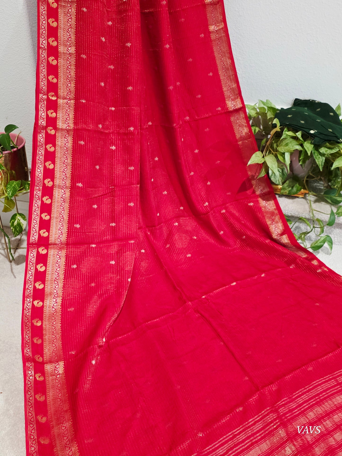 Red Shade Designer Munga Georgette Saree