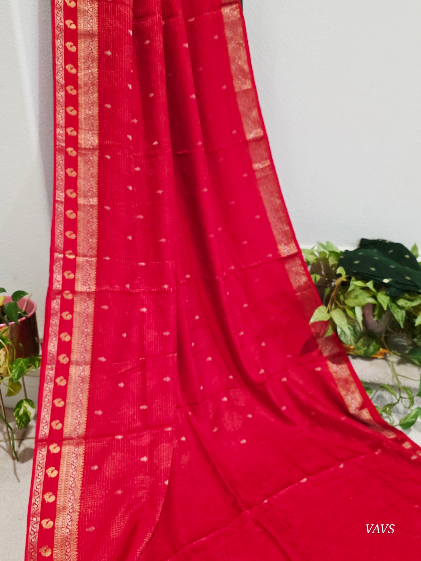 Red Shade Designer Munga Georgette Saree