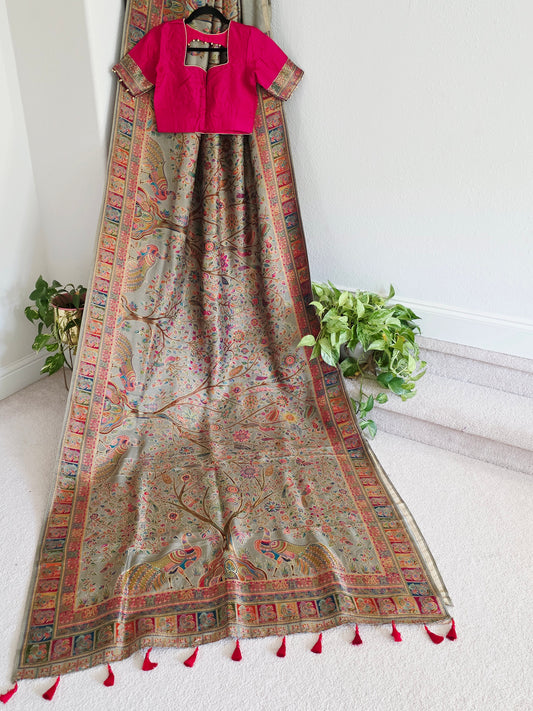 Kashmiri Emporium Design Soft Silk Banarasi Saree with Stitched Blouse