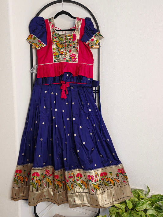 Paithani Style Soft Benarasi Lehenga Set for Girls (12–13 Years)