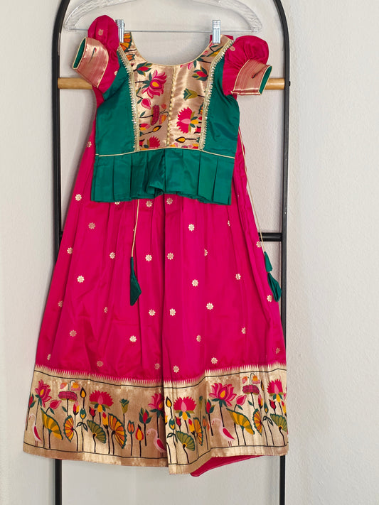Paithani Style Soft Benarasi Lehenga Set for Girls (4 - 5Years)