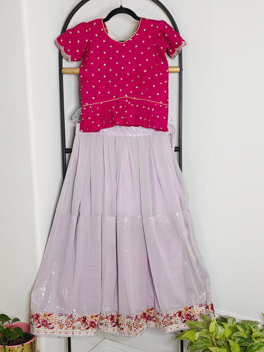 Soft Georgette Sequins Lehenga Set for Girls (9–10 Years)