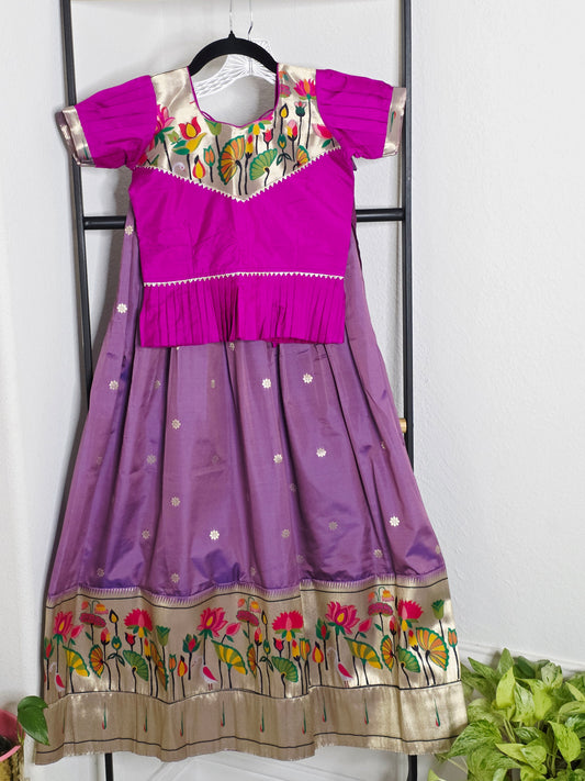 Paithani Style Soft Benarasi Lehenga Set for Girls (8 - 9Years)