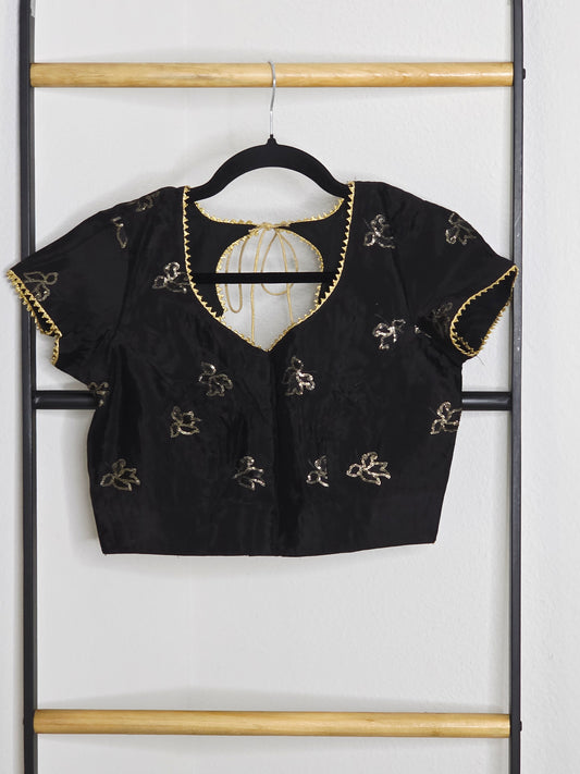 Black Chinon Silk Blouse