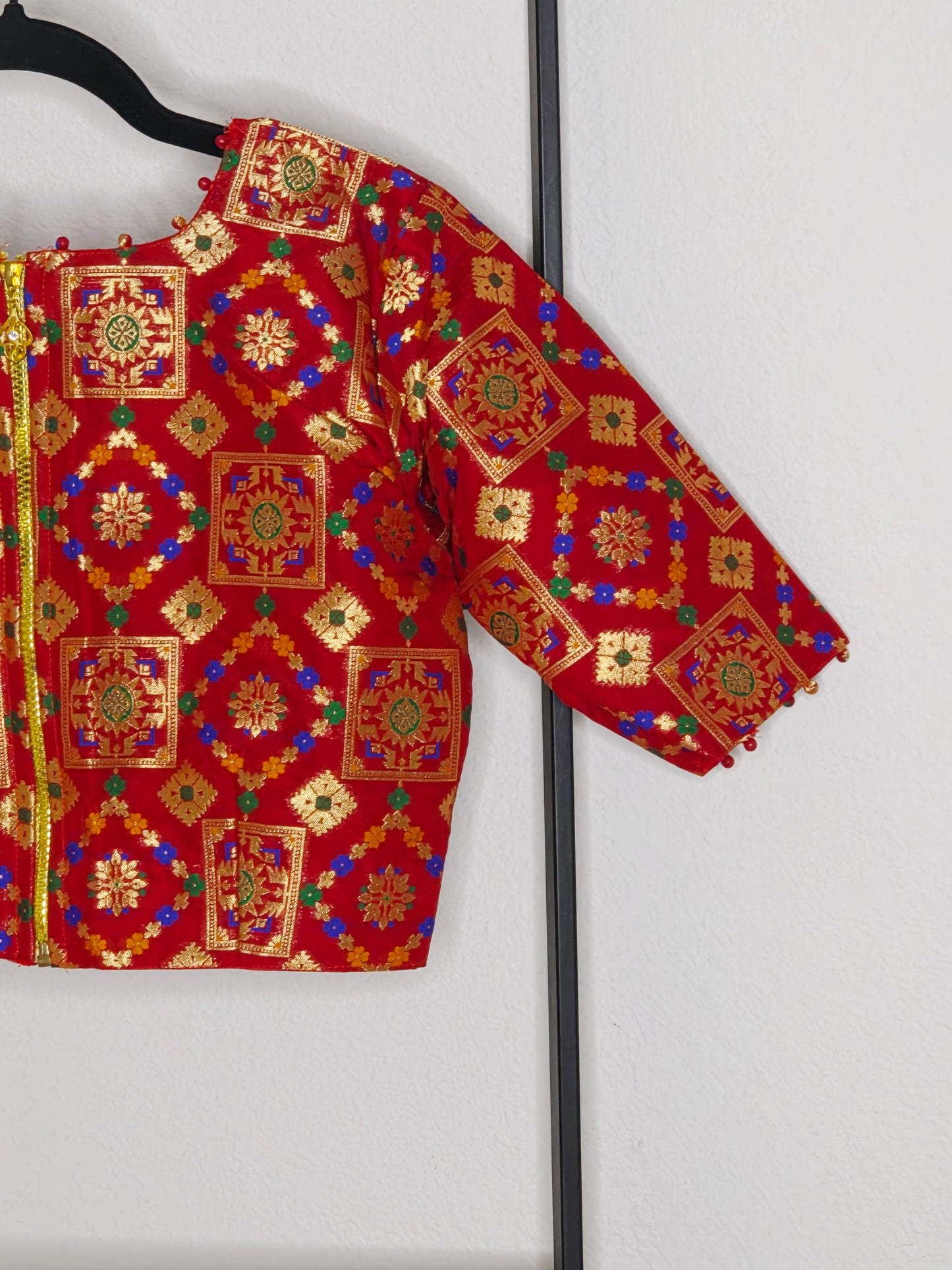 Maroon Red Patola Benarasi Blouse