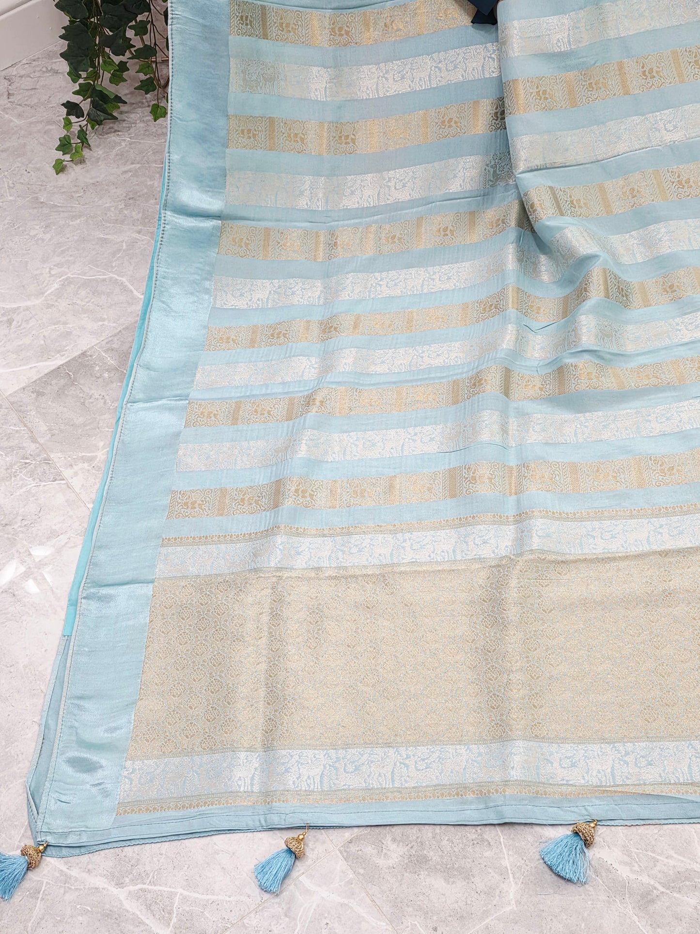 Nita Ambani Inspired Russian Dola Crepe Silk Saree with Ready Stitched Blouse