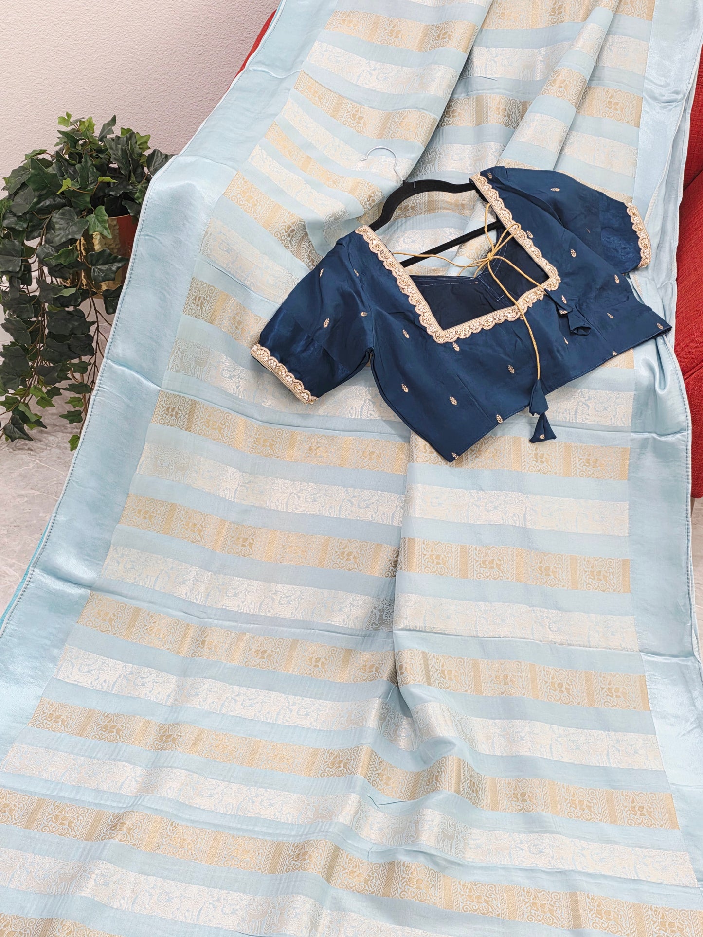 Nita Ambani Inspired Russian Dola Crepe Silk Saree with Ready Stitched Blouse