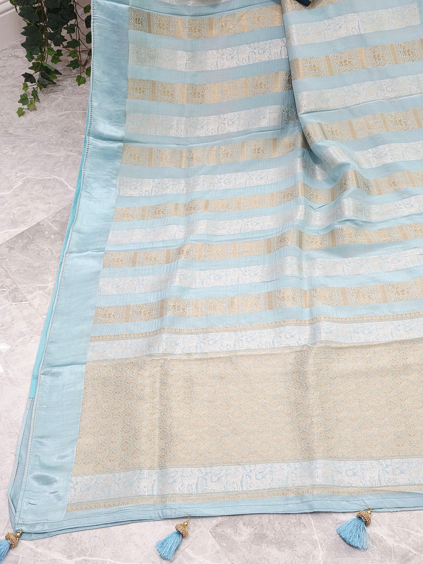 Nita Ambani Inspired Russian Dola Crepe Silk Saree with Ready Stitched Blouse