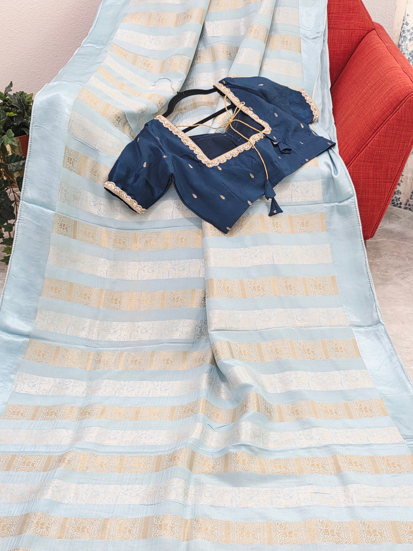 Nita Ambani Inspired Russian Dola Crepe Silk Saree with Ready Stitched Blouse