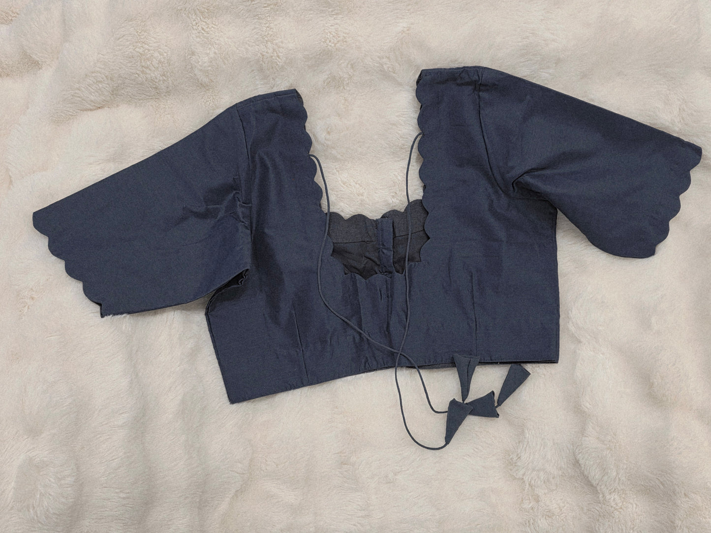 Plain Gray Silk Elbow Sleeve Stitched Blouse