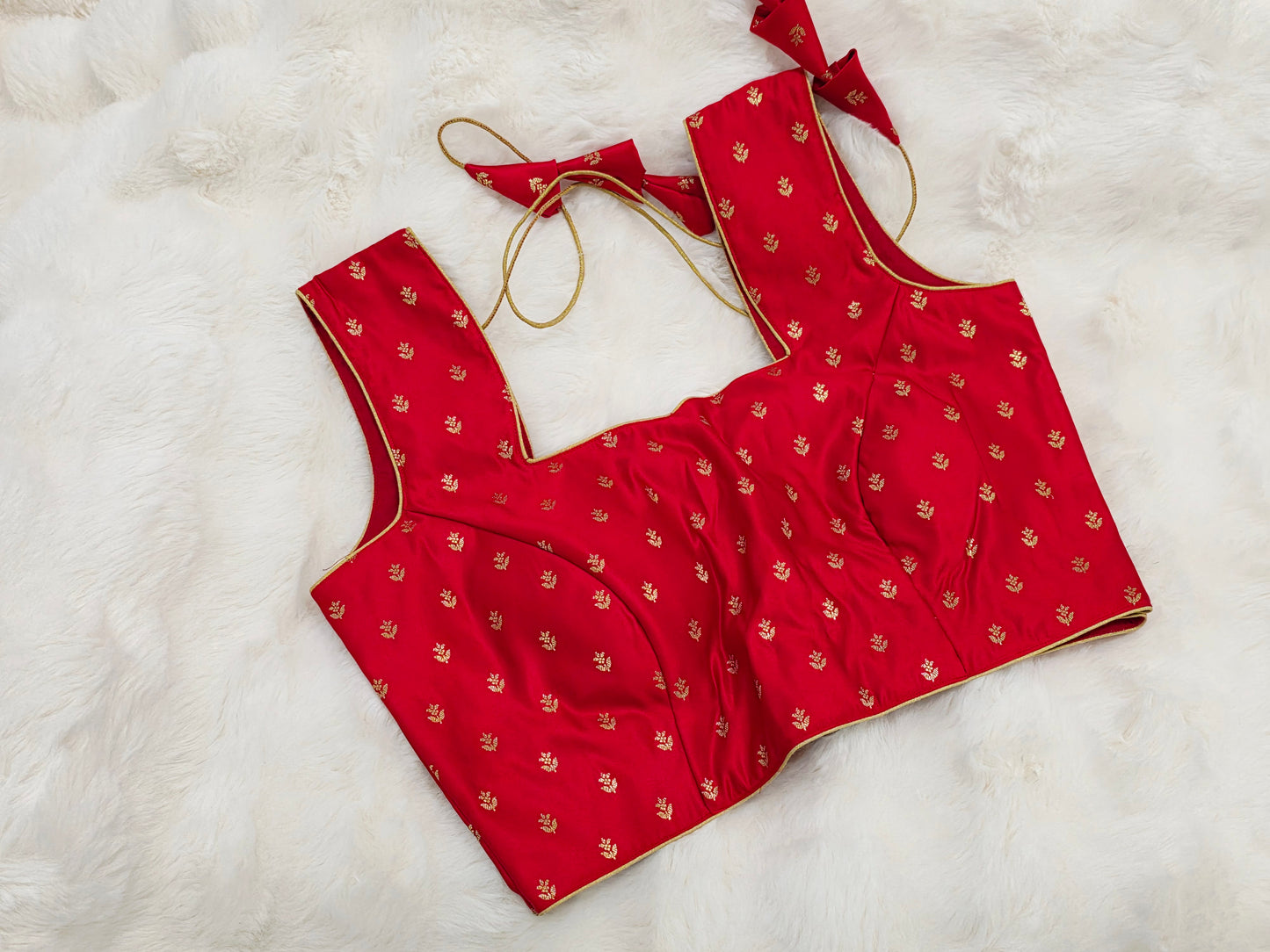 Red Benarasi Sleeveless Stitched Blouse