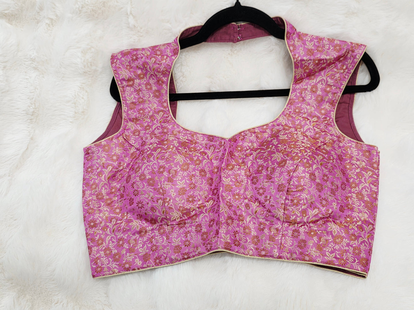Benarasi Pink Floral Sleeveless Stitched Blouse