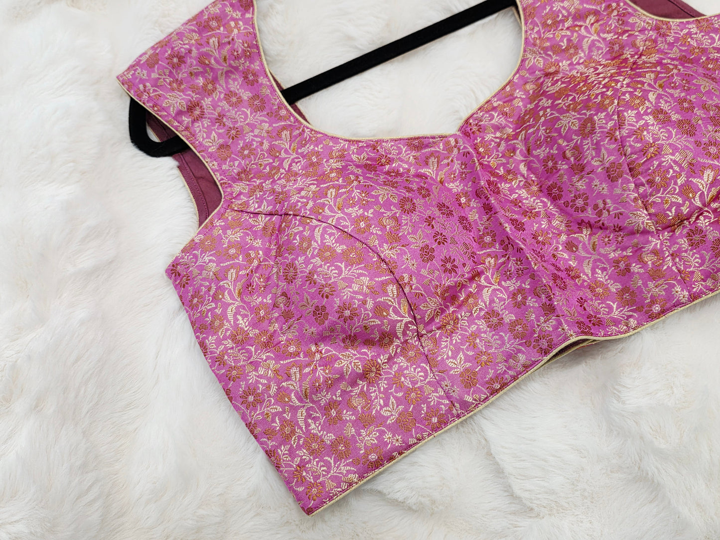 Benarasi Pink Floral Sleeveless Stitched Blouse