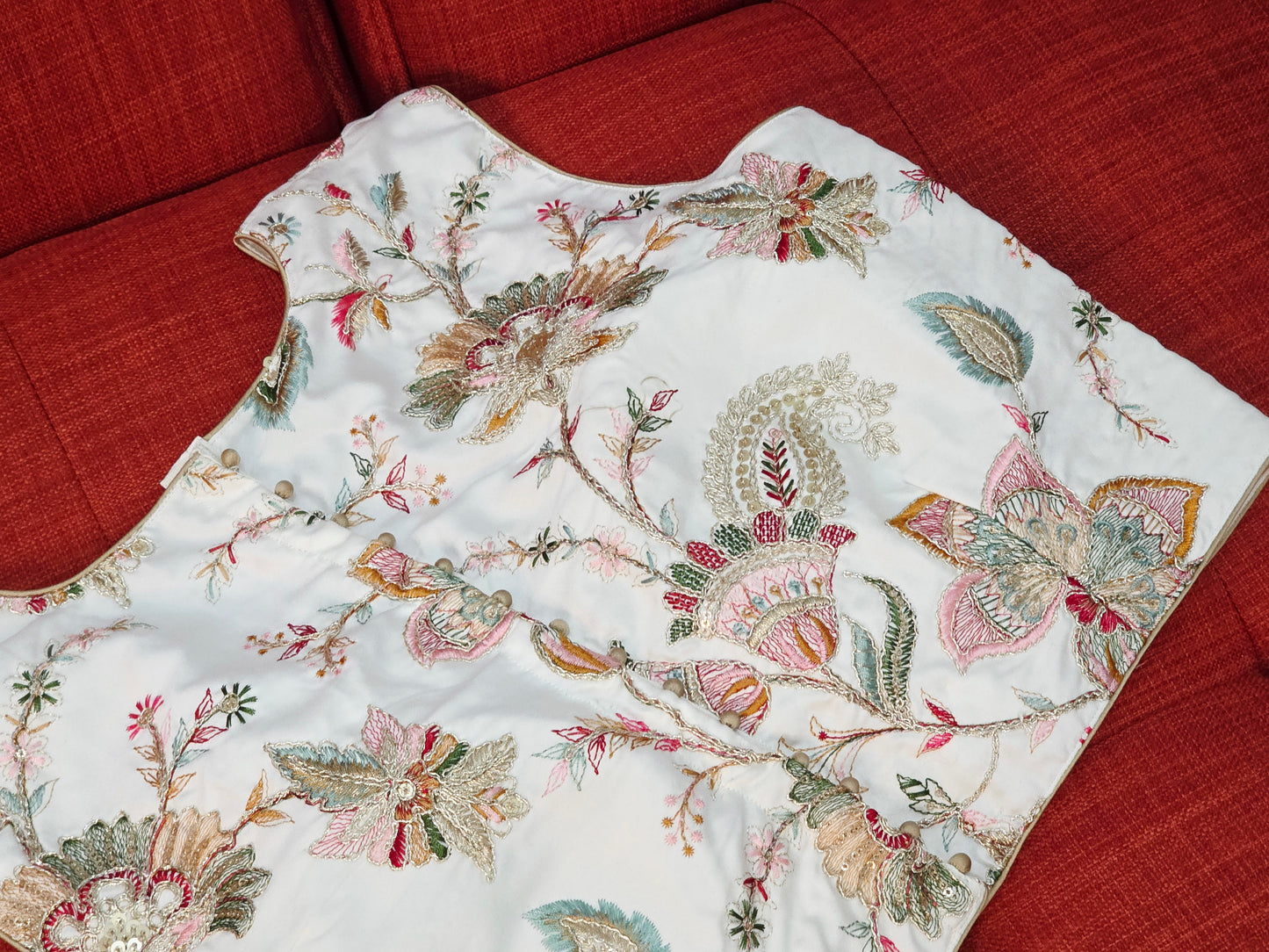 White Sleeveless Fancy Embroidered Blouse
