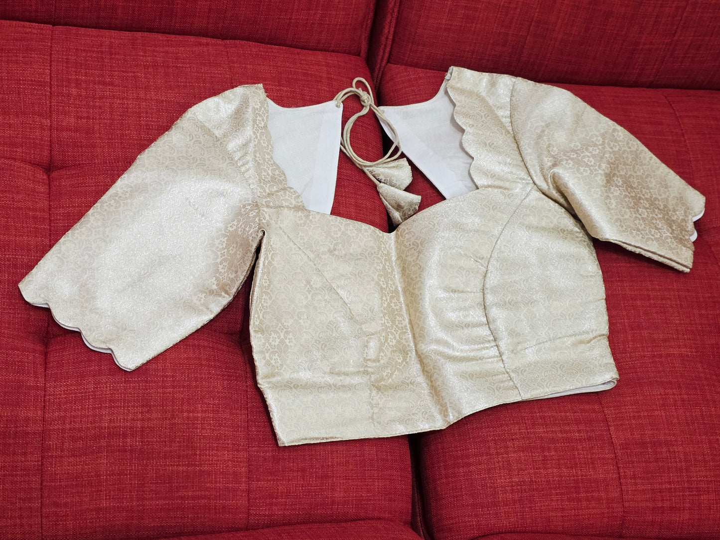 Gold Benarasi Brocade Elbow Sleeve Blouse