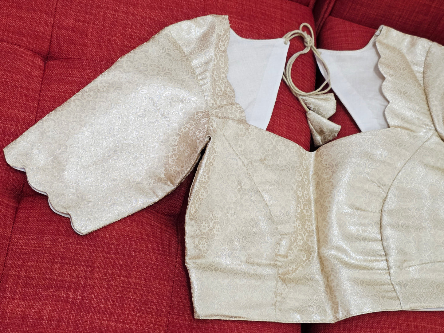 Gold Benarasi Brocade Elbow Sleeve Blouse