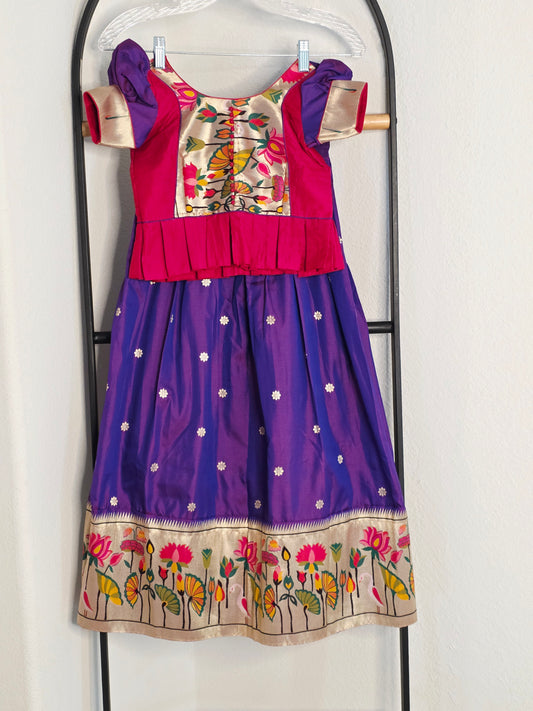 Paithani Style Soft Benarasi Lehenga Set for Girls (3 - 4Years)