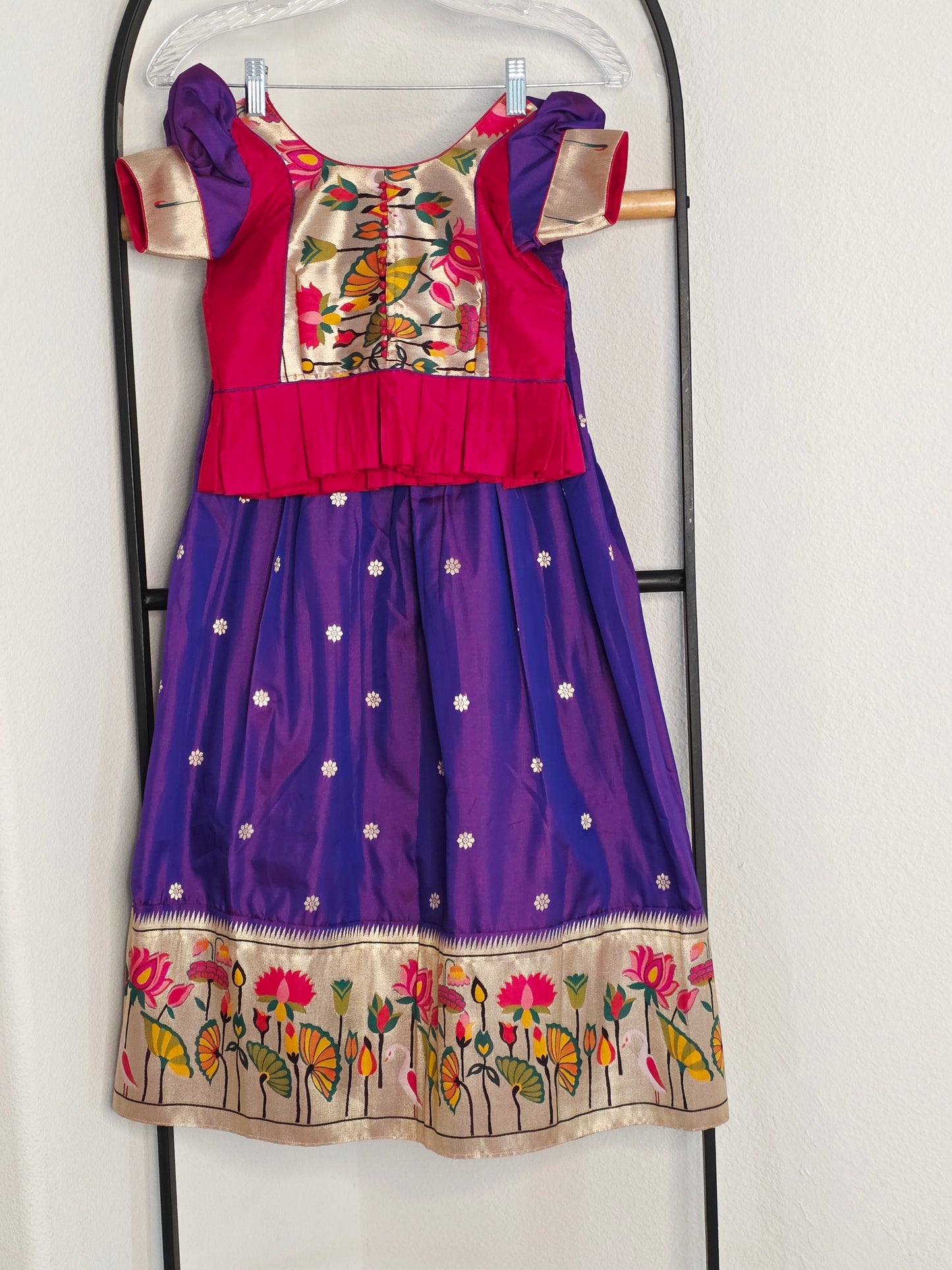 Paithani Style Soft Benarasi Lehenga Set for Girls (3 - 4Years)