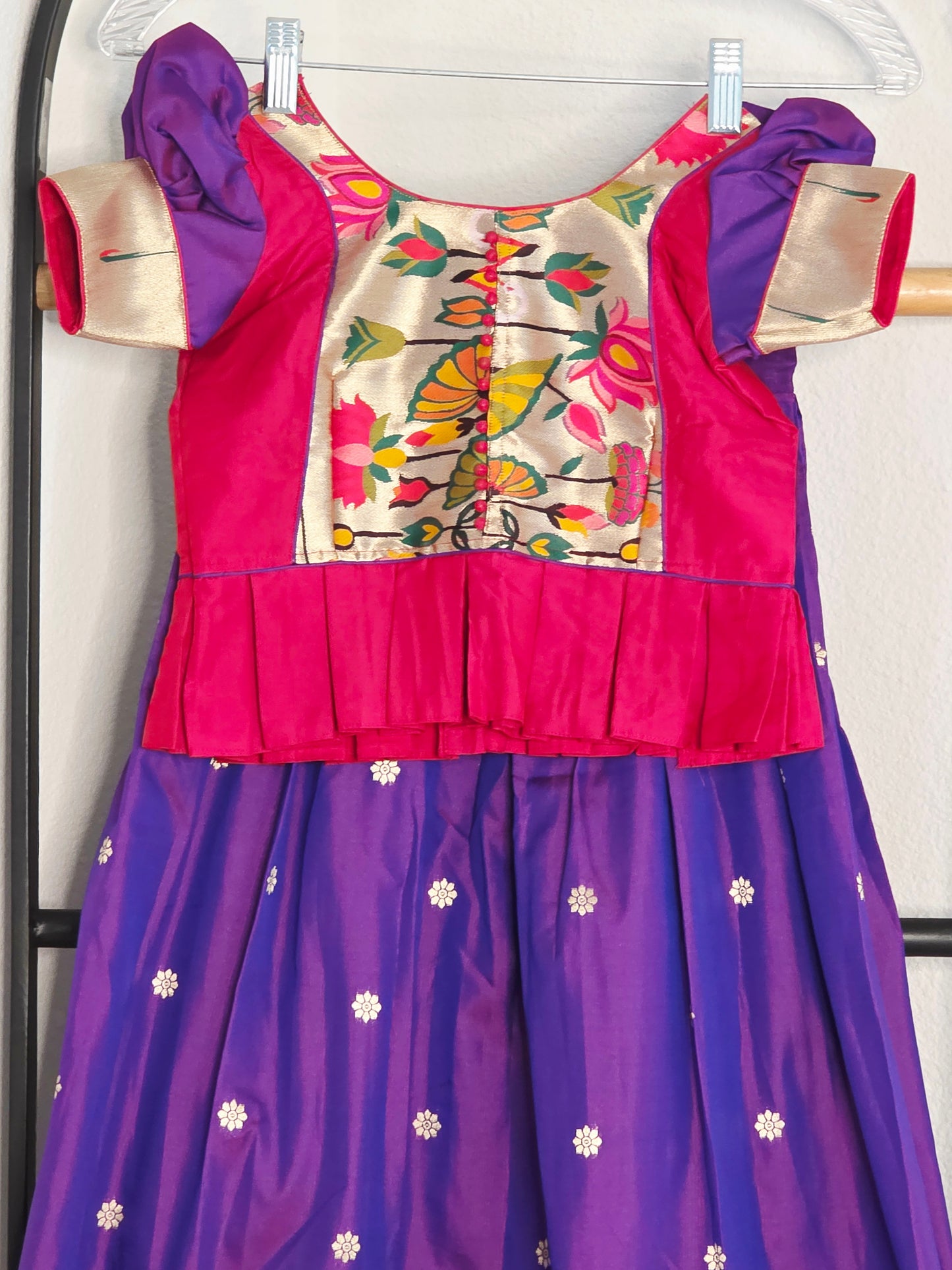 Paithani Style Soft Benarasi Lehenga Set for Girls (3 - 4Years)
