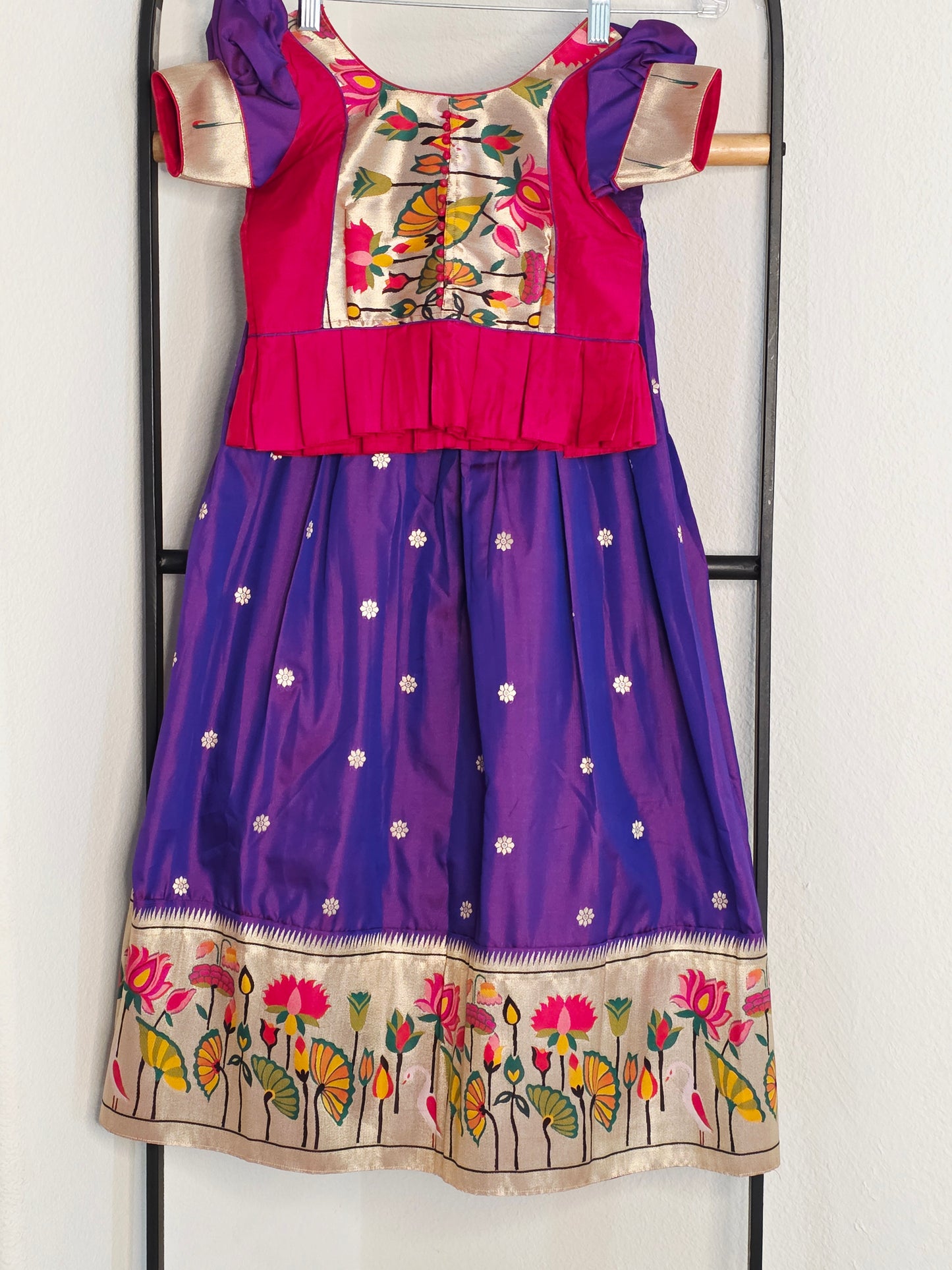 Paithani Style Soft Benarasi Lehenga Set for Girls (3 - 4Years)