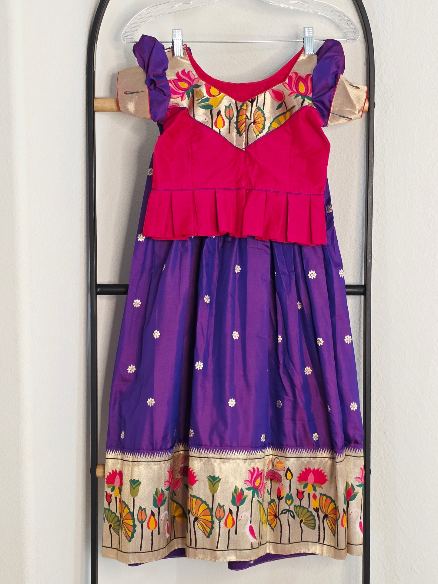 Paithani Style Soft Benarasi Lehenga Set for Girls (3 - 4Years)