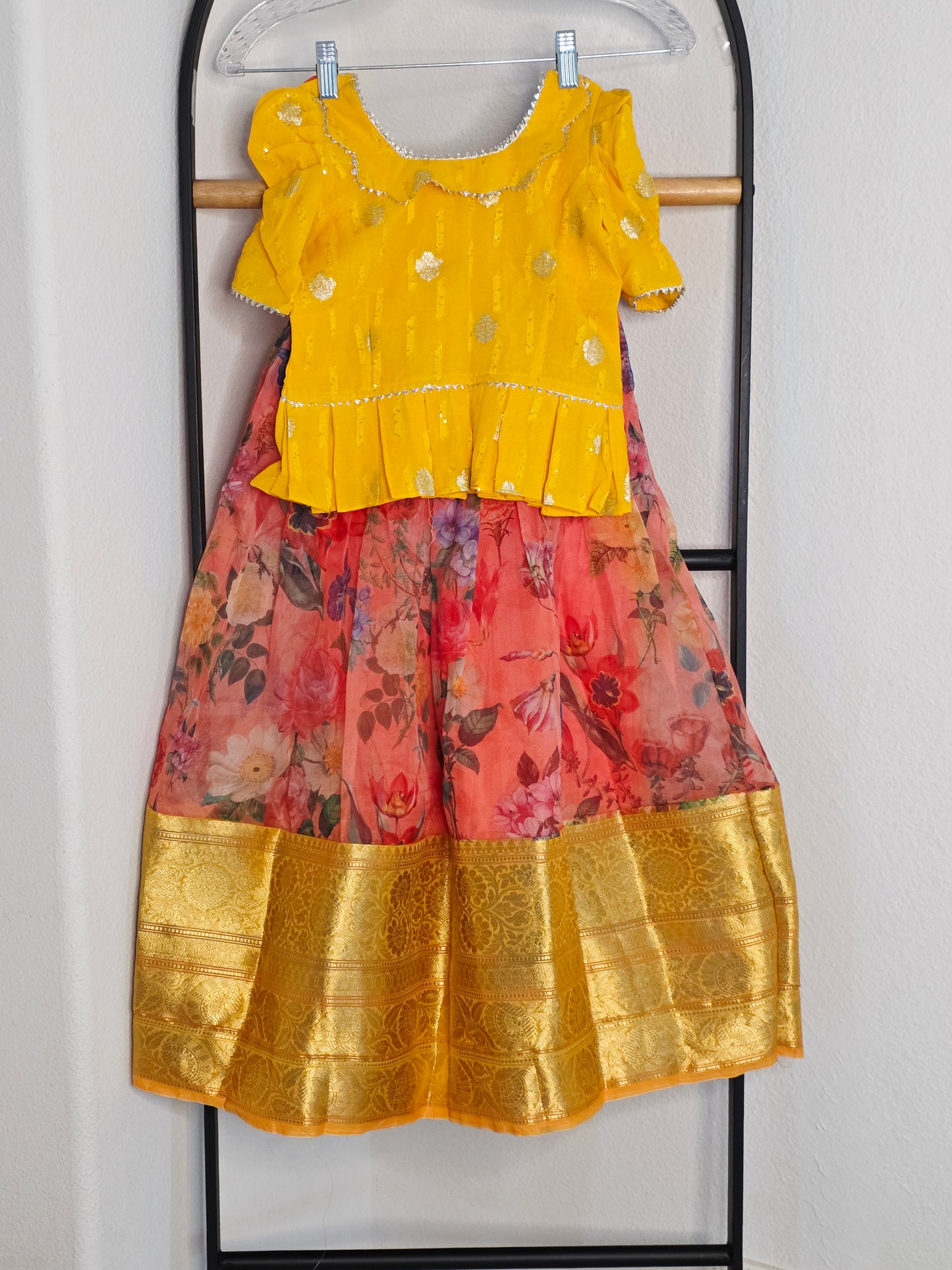 Soft Organza Floral Print Lehenga Set for Girls (4–5 Years)
