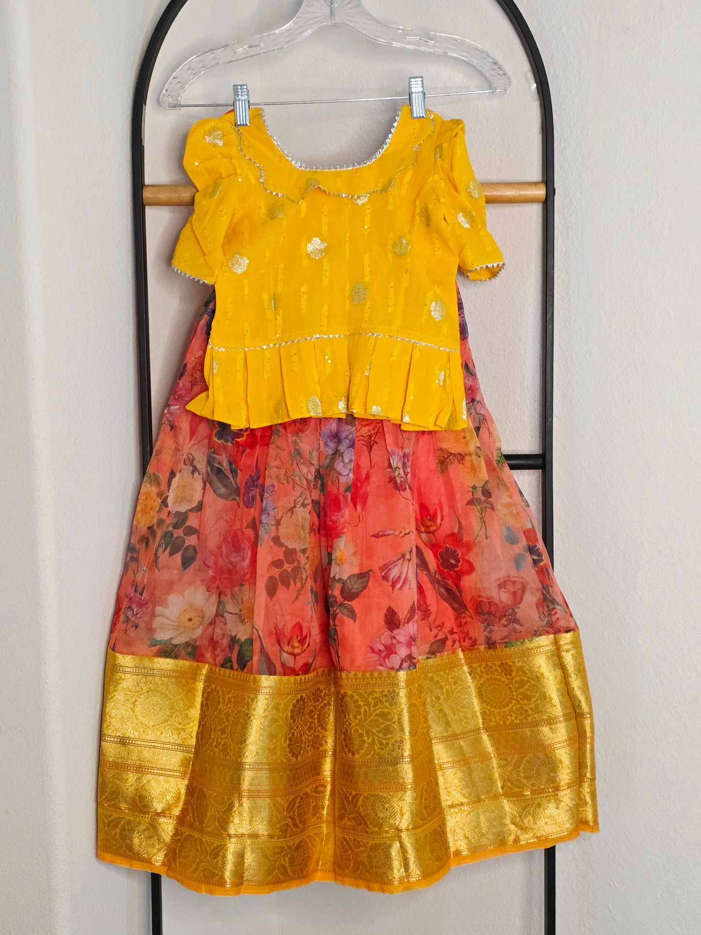 Soft Organza Floral Print Lehenga Set for Girls (4–5 Years)