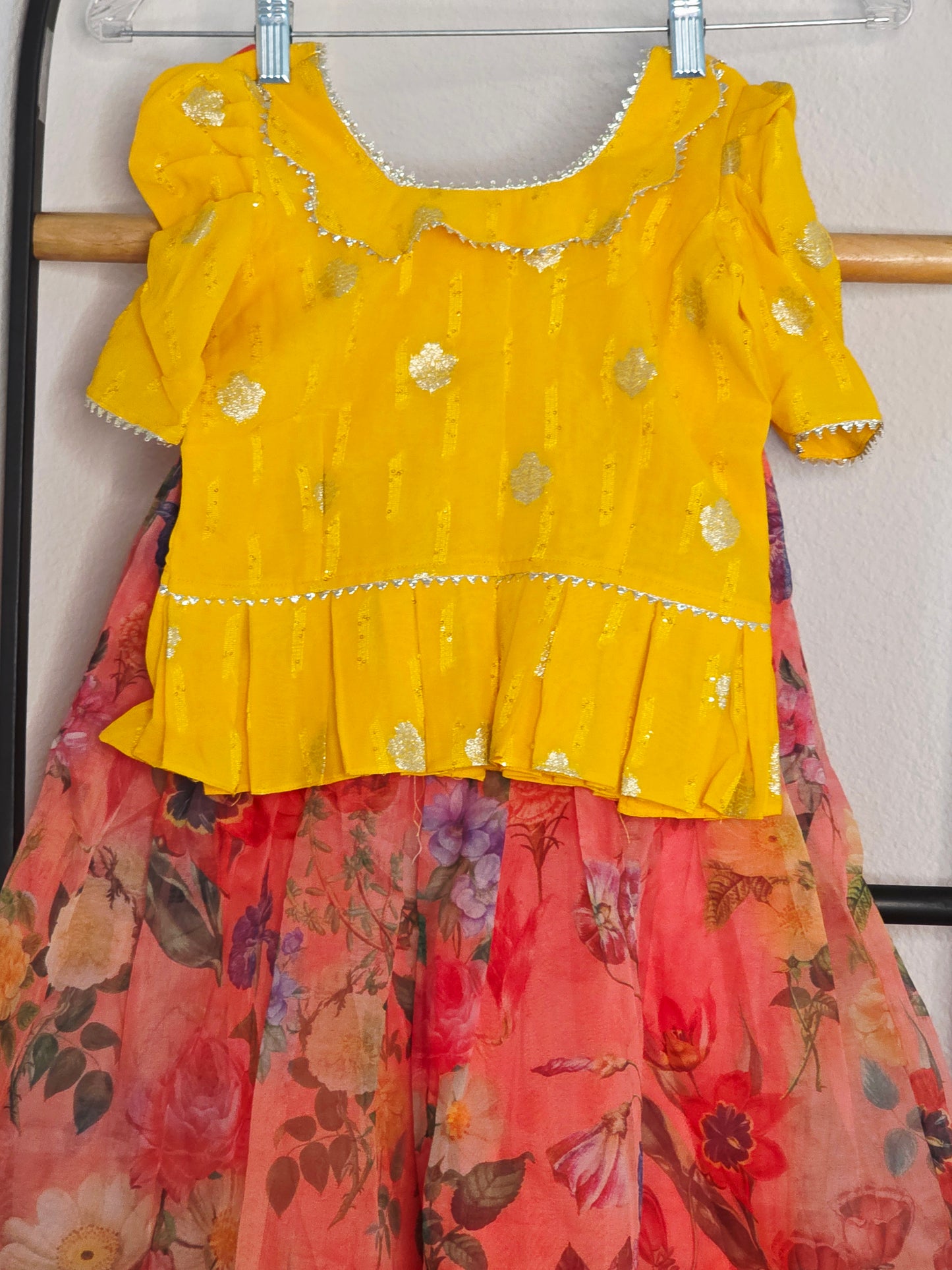 Soft Organza Floral Print Lehenga Set for Girls (4–5 Years)