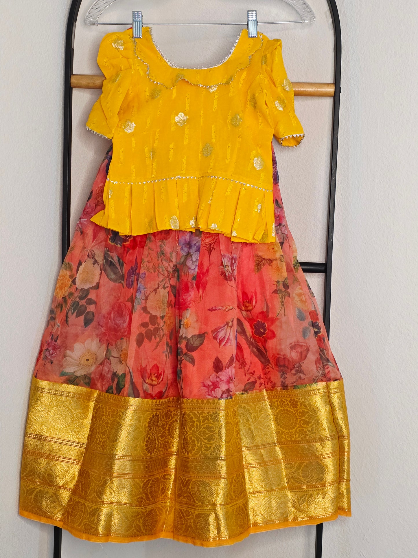 Soft Organza Floral Print Lehenga Set for Girls (4–5 Years)