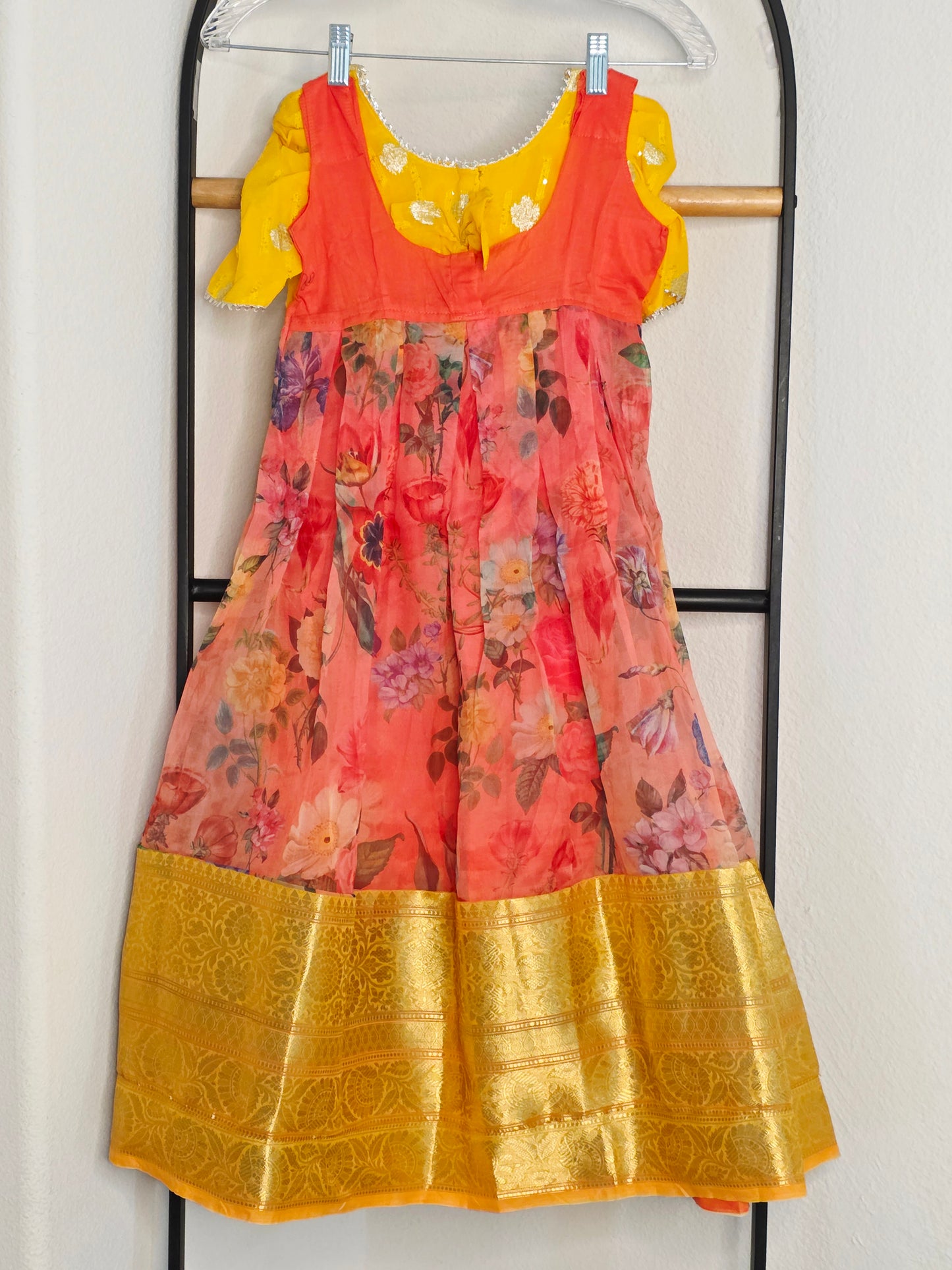 Soft Organza Floral Print Lehenga Set for Girls (4–5 Years)