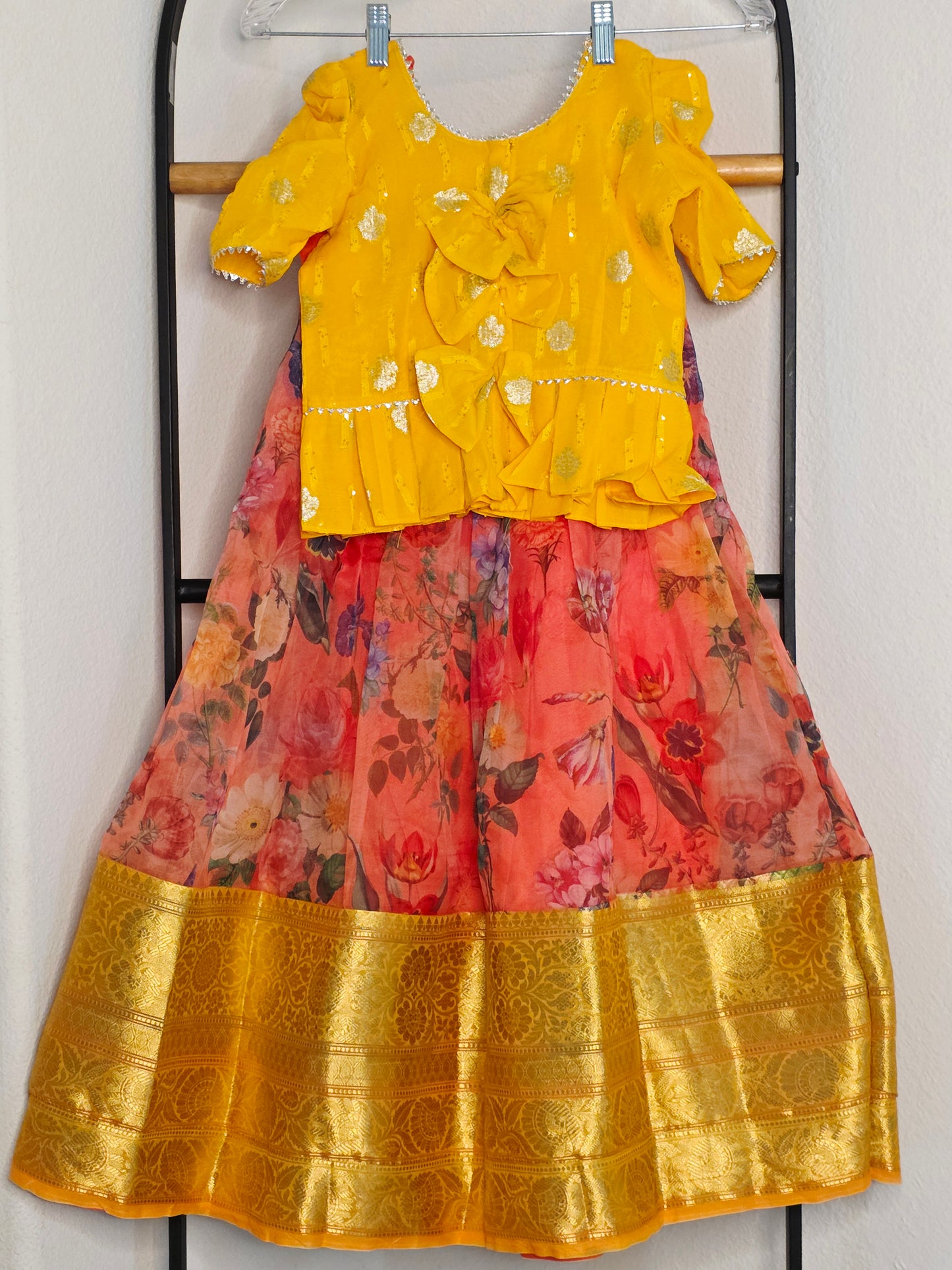 Soft Organza Floral Print Lehenga Set for Girls (4–5 Years)