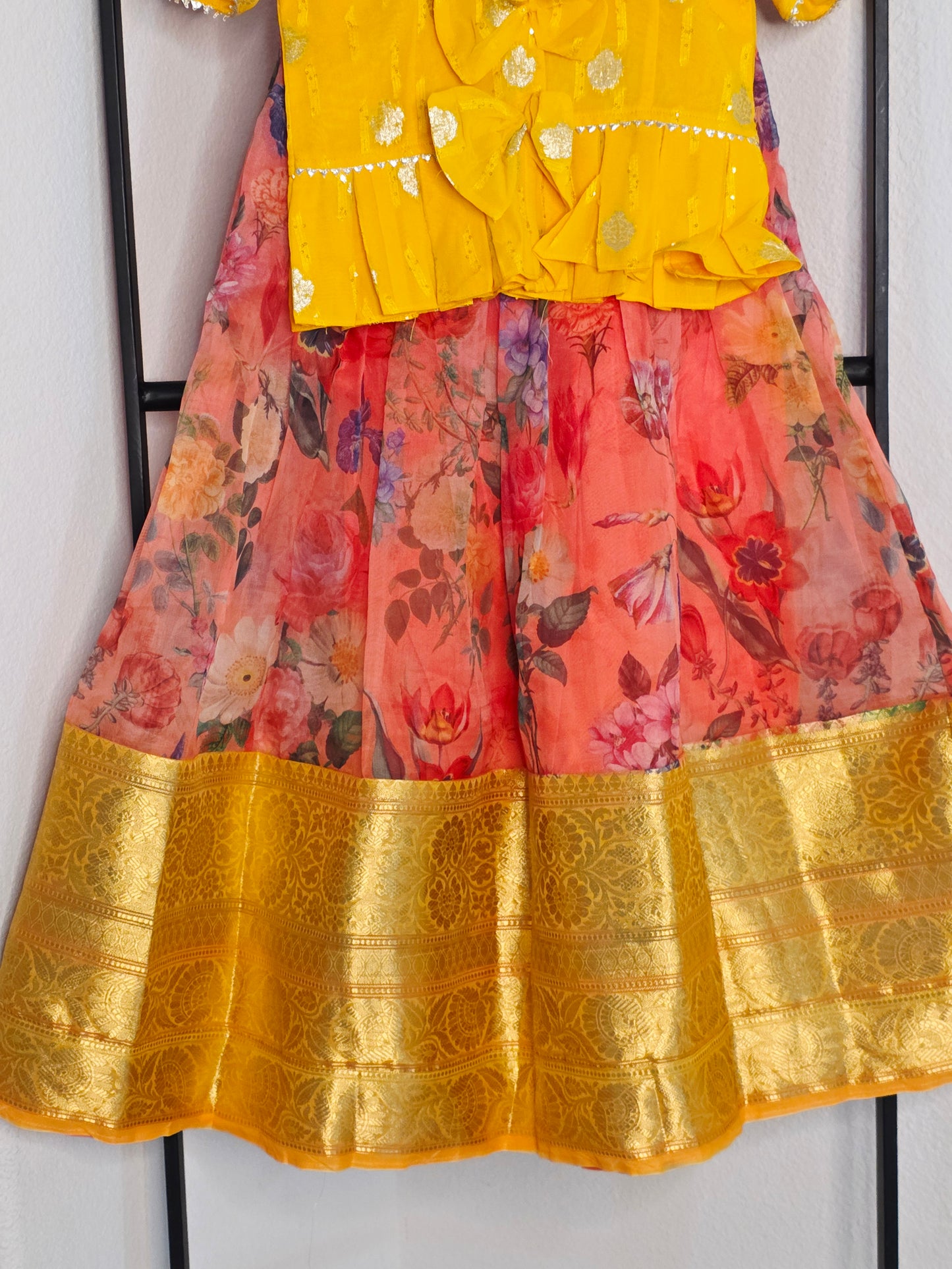 Soft Organza Floral Print Lehenga Set for Girls (4–5 Years)