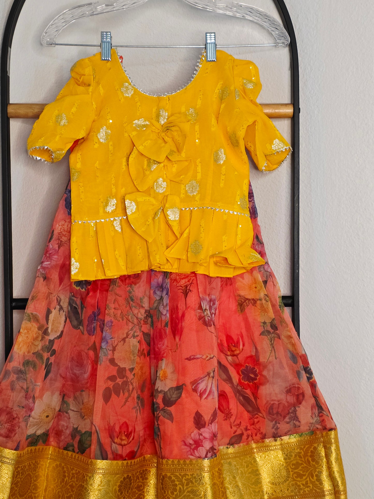 Soft Organza Floral Print Lehenga Set for Girls (4–5 Years)