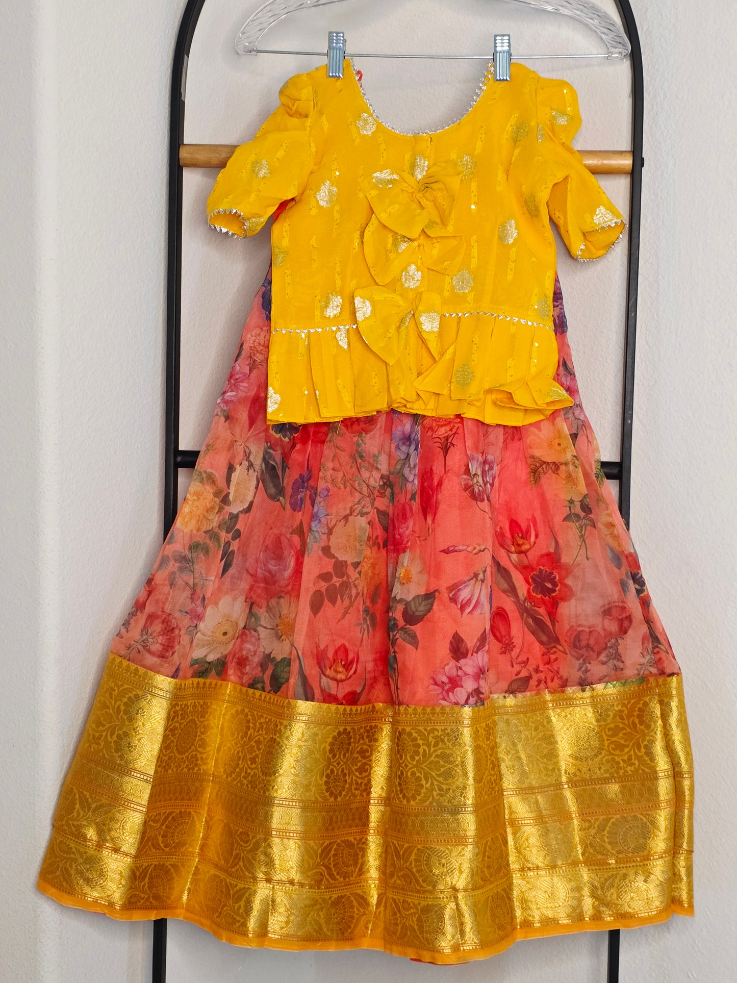 Soft Organza Floral Print Lehenga Set for Girls (4–5 Years)