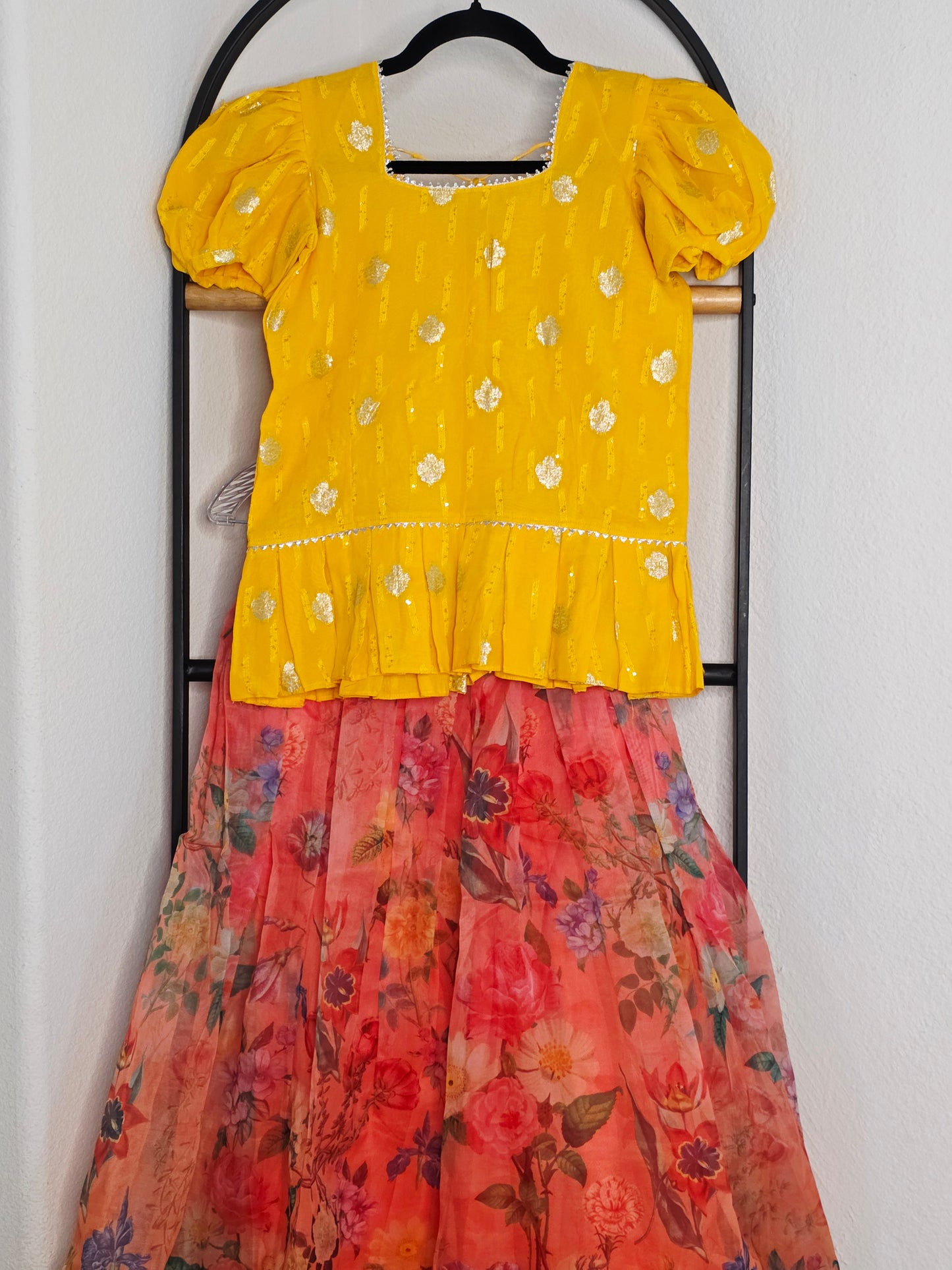 Soft Organza Floral Print Lehenga Set for Girls (11–12 Years)