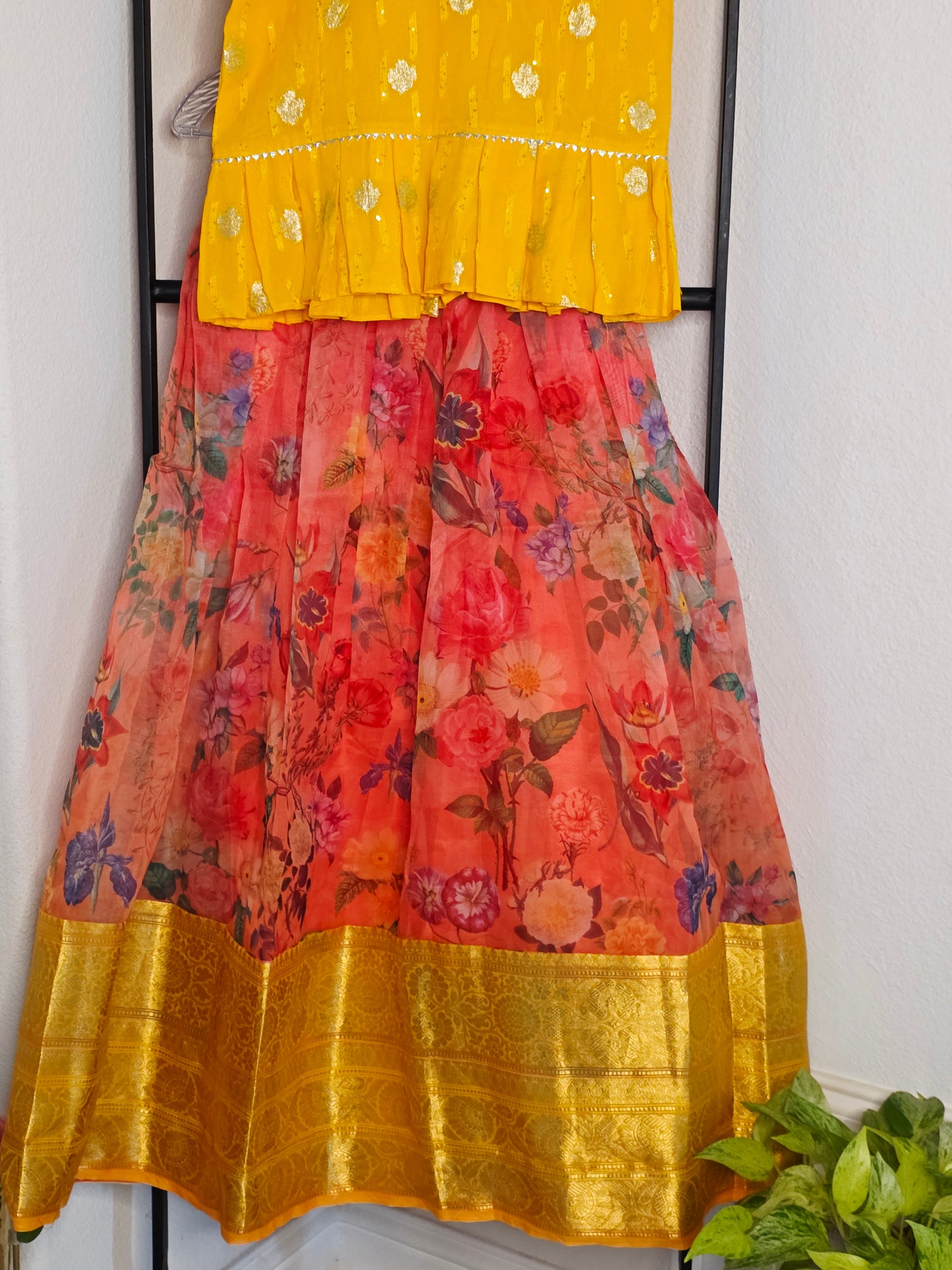 Soft Organza Floral Print Lehenga Set for Girls (11–12 Years)