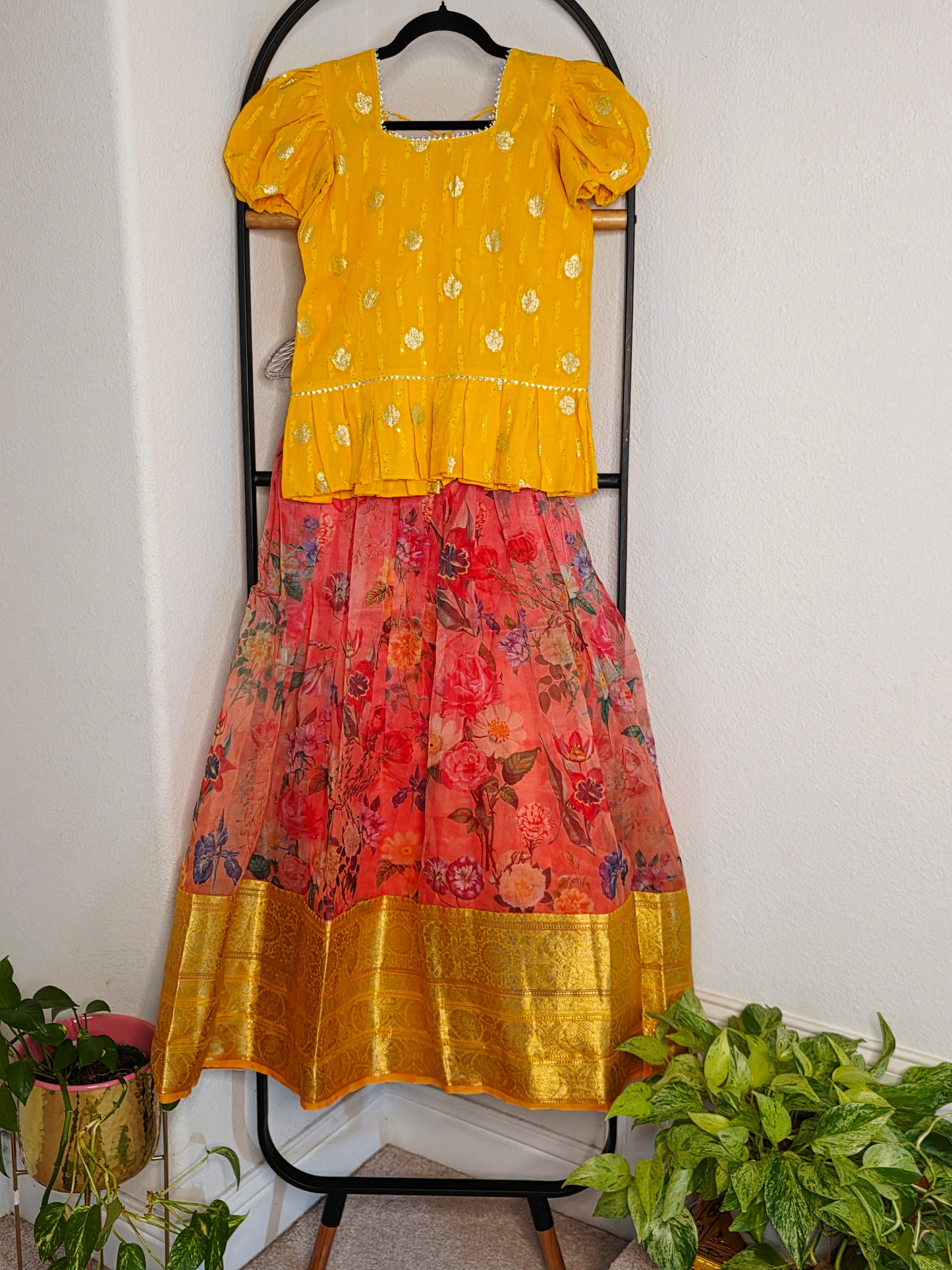 Soft Organza Floral Print Lehenga Set for Girls (11–12 Years)