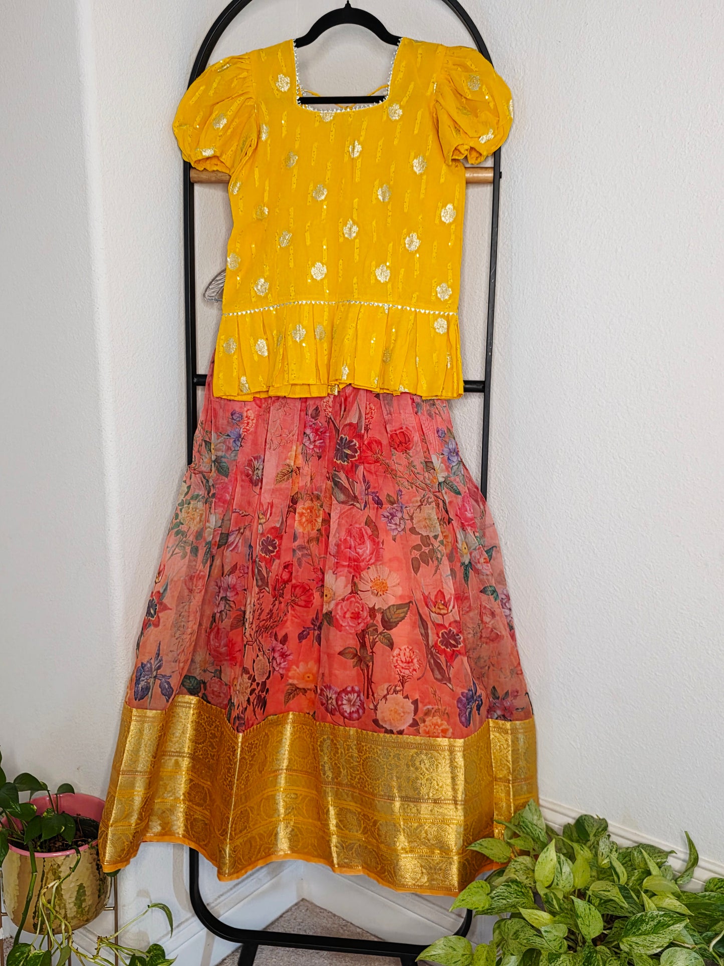 Soft Organza Floral Print Lehenga Set for Girls (11–12 Years)